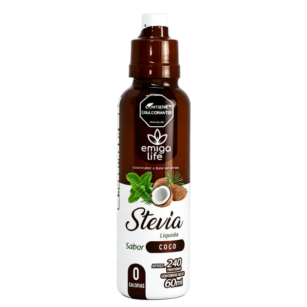 Stevia Líquida Sabor Coco Emiga Life 60 ml